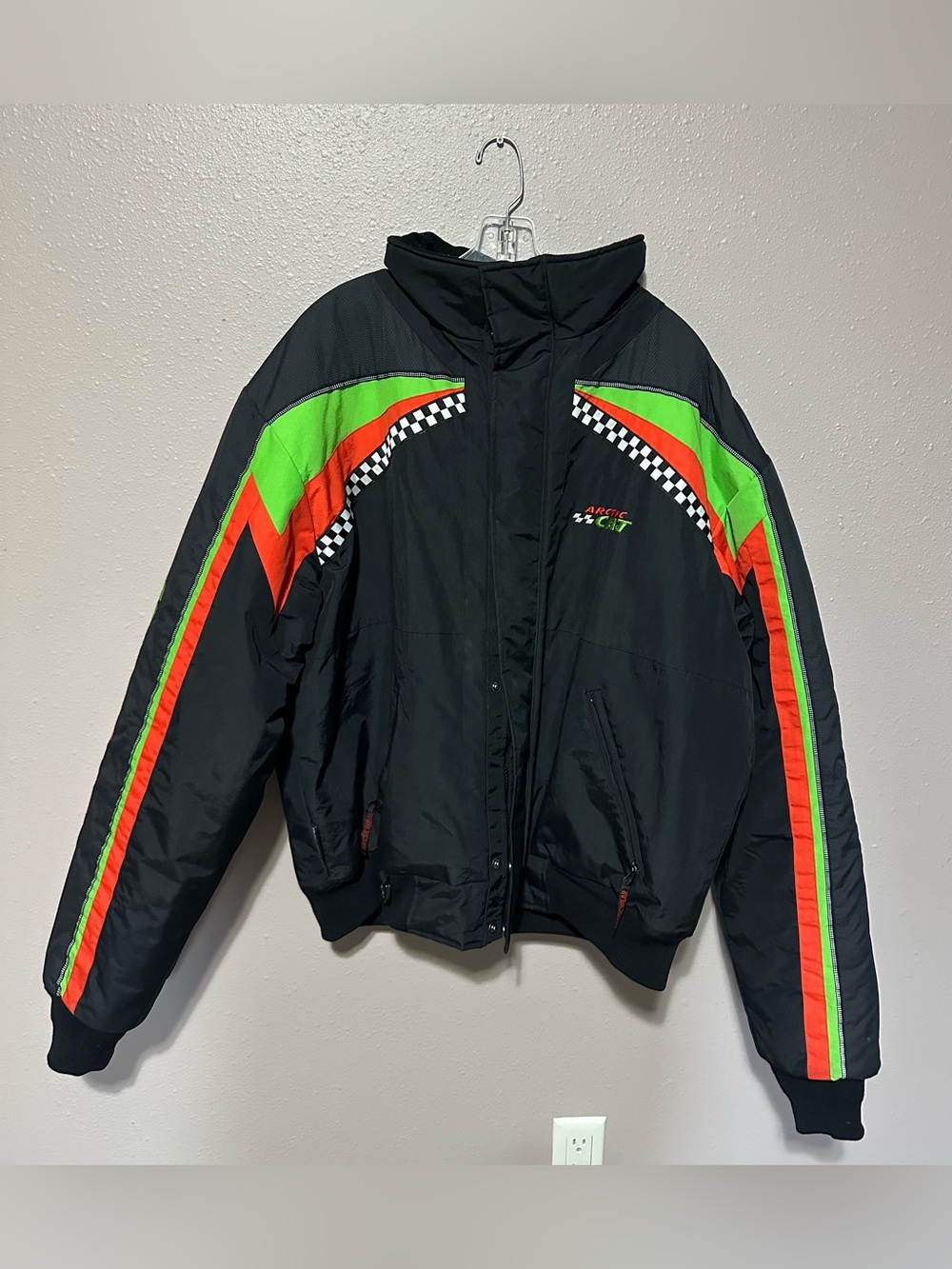 Vintage Arctic Cat Snowmobile Jacket Coat Men’s Size XL Black Winter